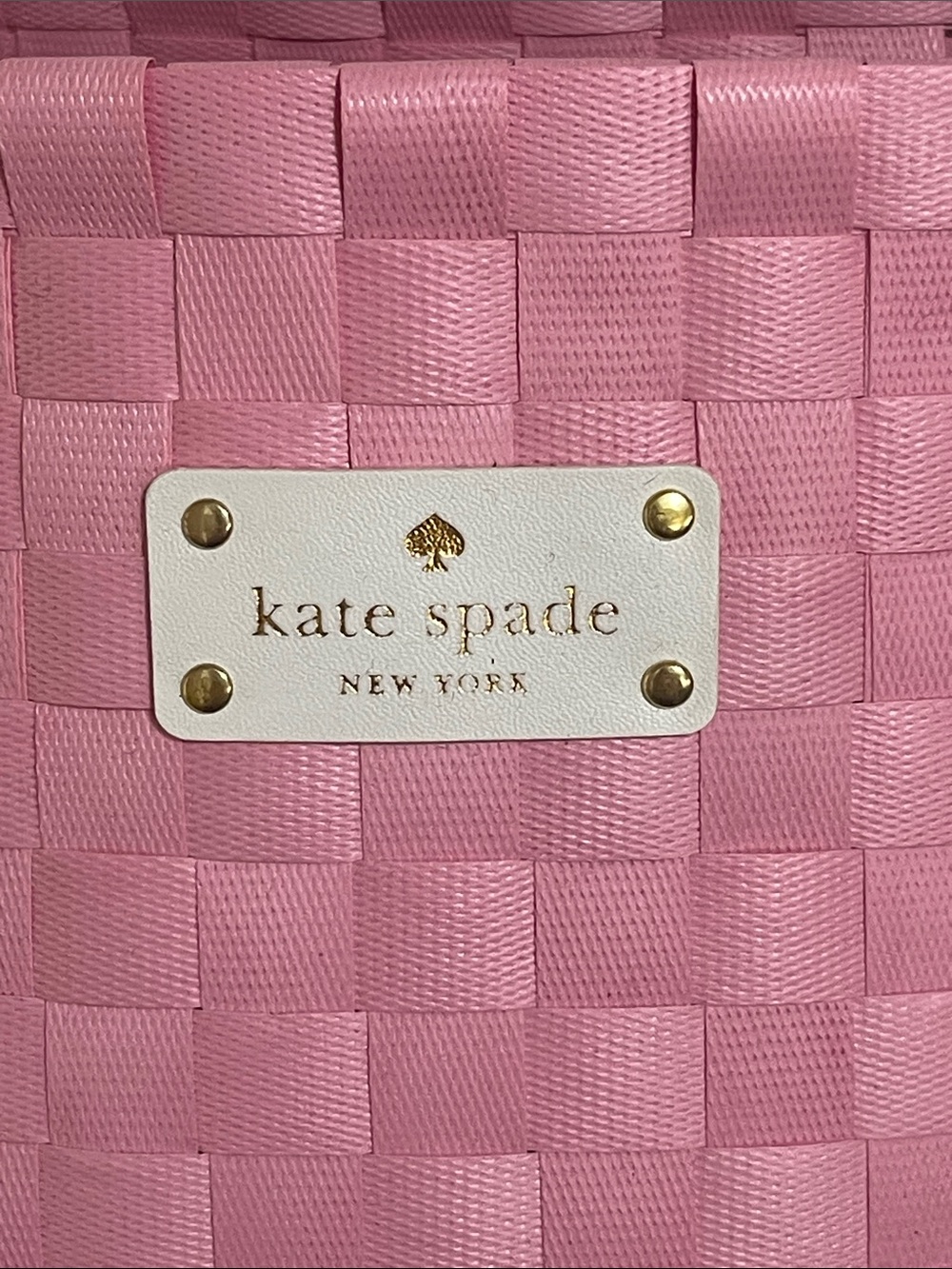 New Kate Spade Limited Edition XL Pink/White Woven Weekender/Beach Tote - Picture 2 of 4